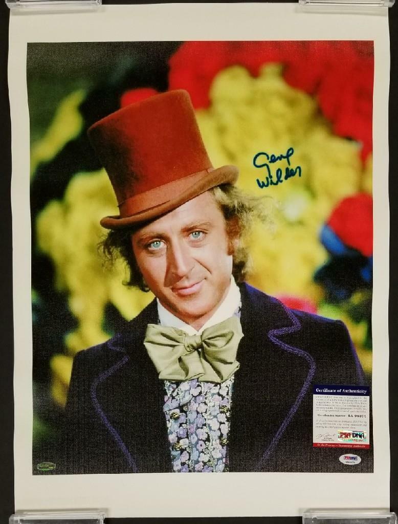 Gene Wilder signed Willy Wonka 16x20 Canvas Photo Poster painting #1 BLUE AUTO ~ PSA/DNA COA