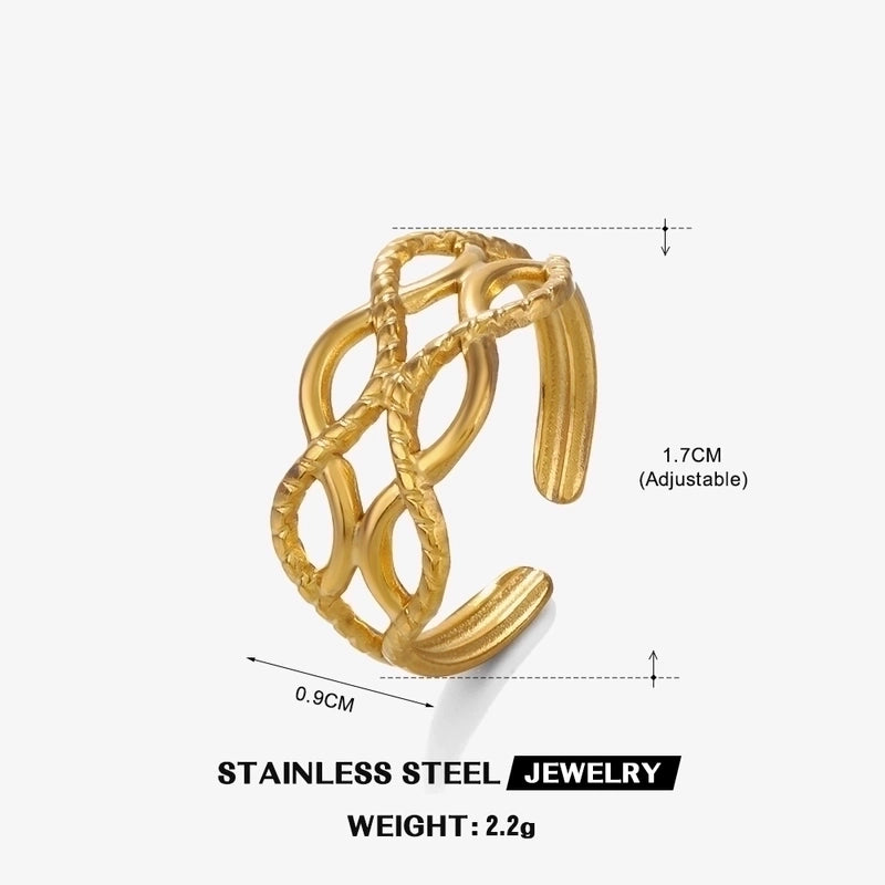 304 Stainless Steel 18K Gold Plated IG Style Casual Streetwear Plating Lines Open Rings