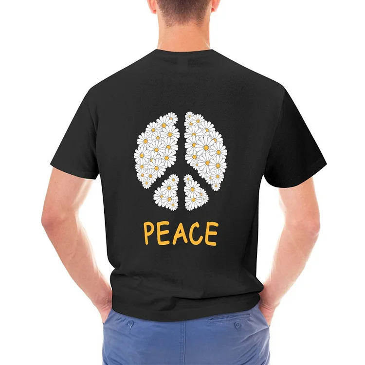 Gildan T-shirt for Men Peace Against War White Daisies  customized, personalized, gift