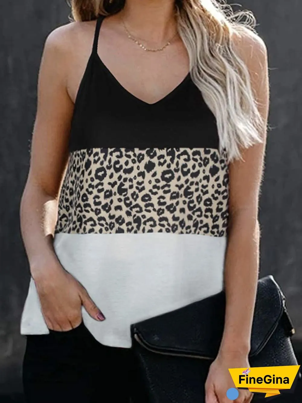 Women's Floral Printed V-neck Sleeveless Tops