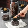 Airtight Glass Food Storage Jars - Transparent, Sealed, Moisture-Proof, and Vacuum Containers for Coffee Beans, Available in 500/900/1200/1800ml - Essential Home Supplies