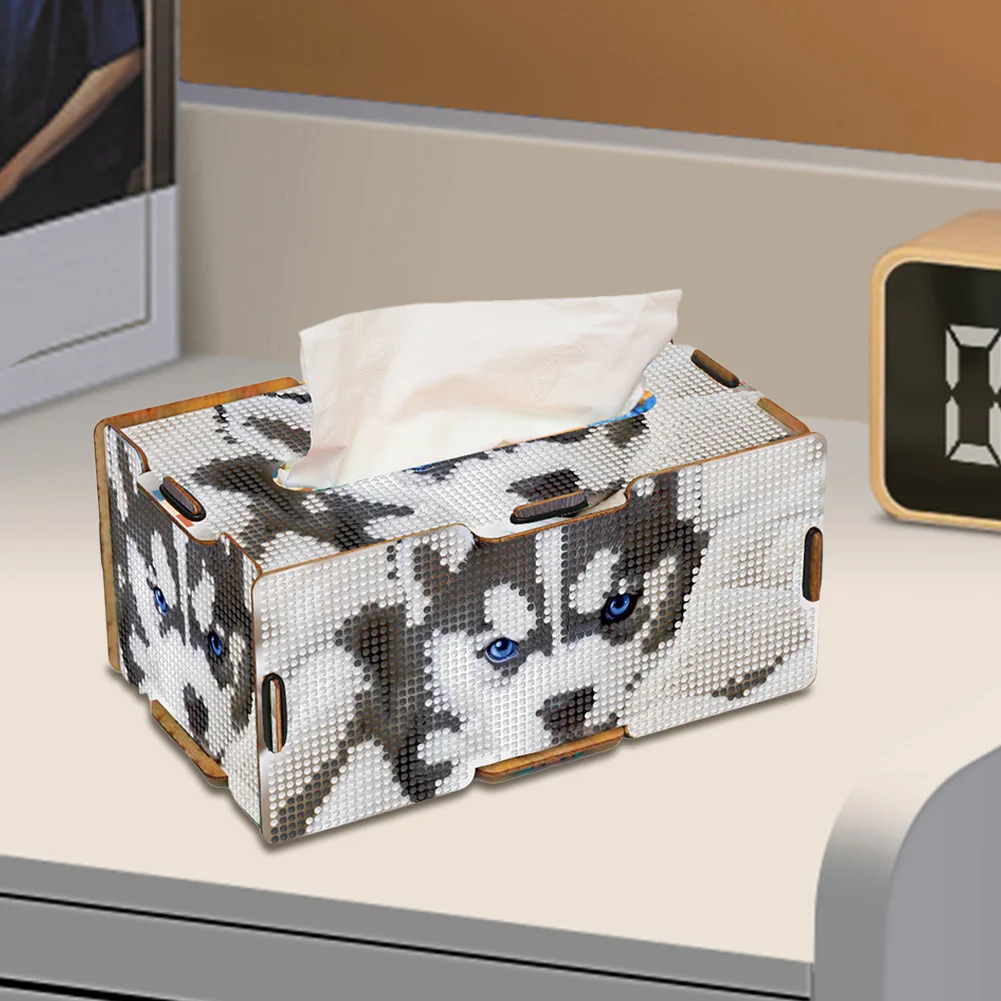 Diamond Painting Tissue Box Kits Decorative Rhinestone Craft Kit (Husky)