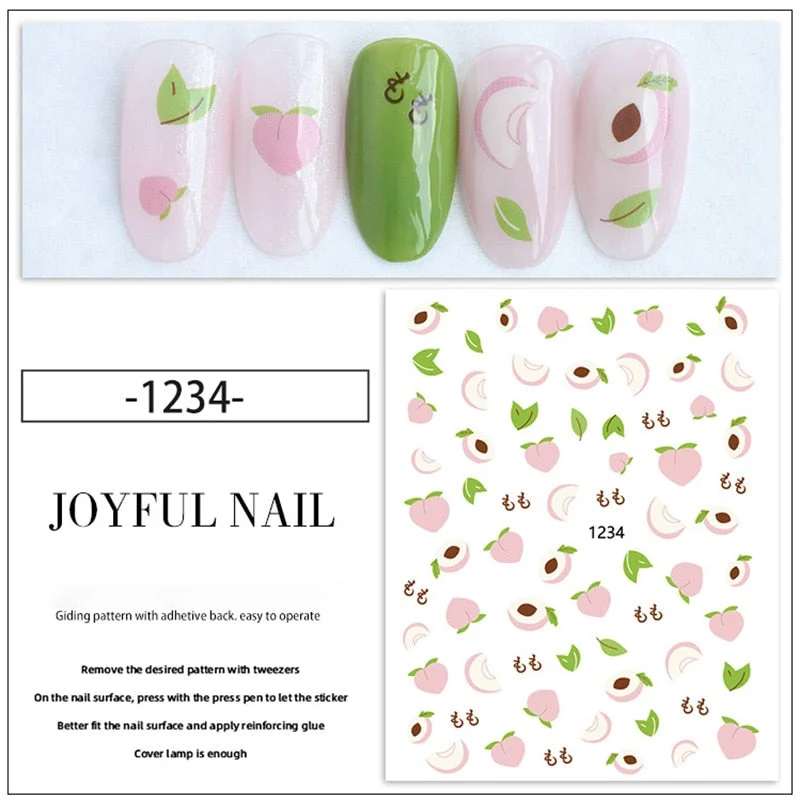 Beautizon Cute Image Flowers Leaves Cactus Nail Sticker 3D Engraved Nail Art Decorations Nail Decals Design