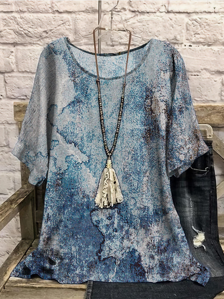 Women Long Sleeve V-neck Graphic Floral Printed Top
