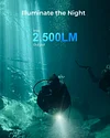 APLOS AP02 Scuba Diving Flashlight, 2500 Lumen Dive Light with 4 Modes Power Indicator, Waterproof Underwater Dive Torch with Rechargeable 5000mAh Battery & Charger APLOS Dive Light Official