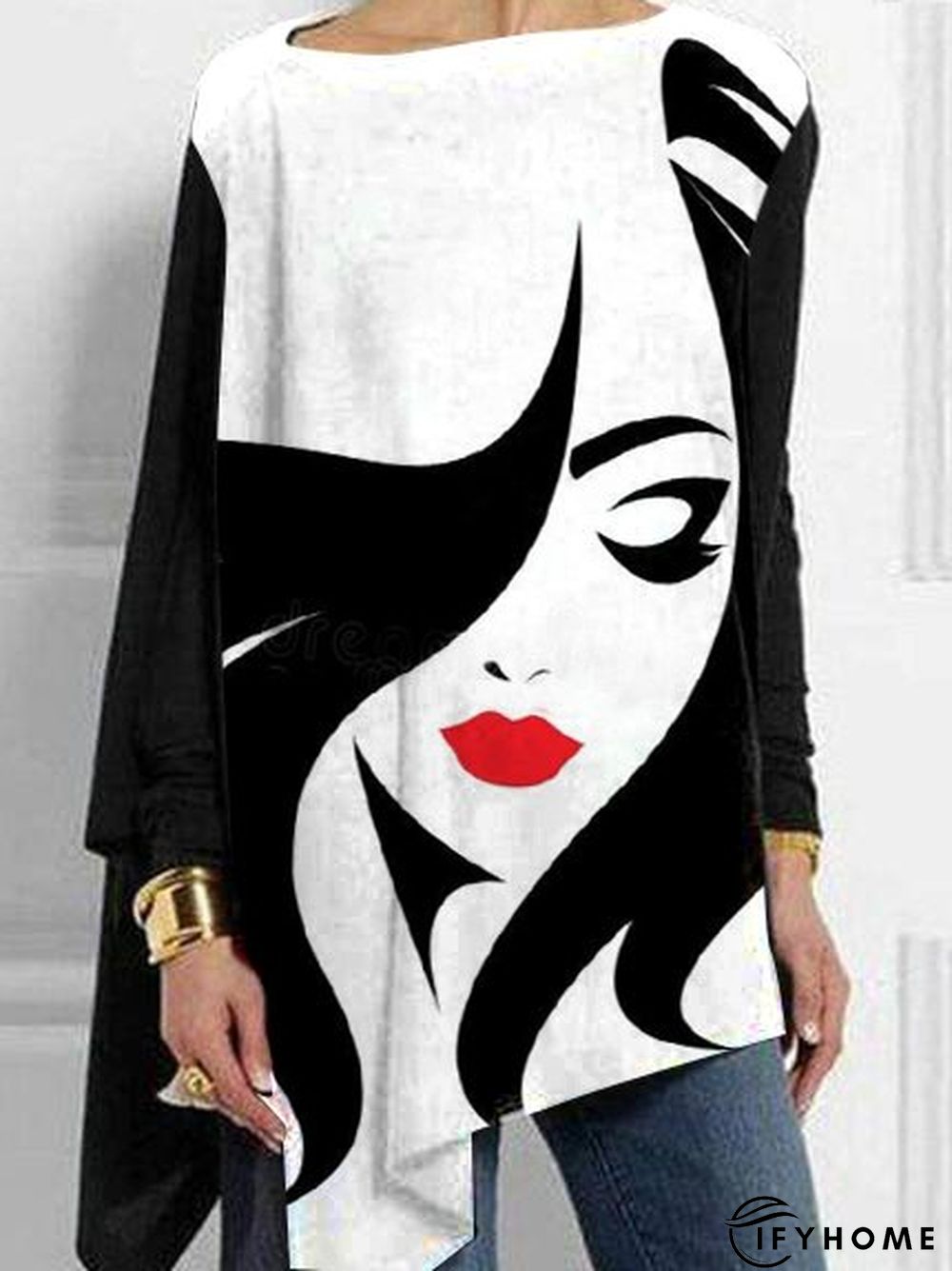 Others Casual Printing Jersey Top | IFYHOME