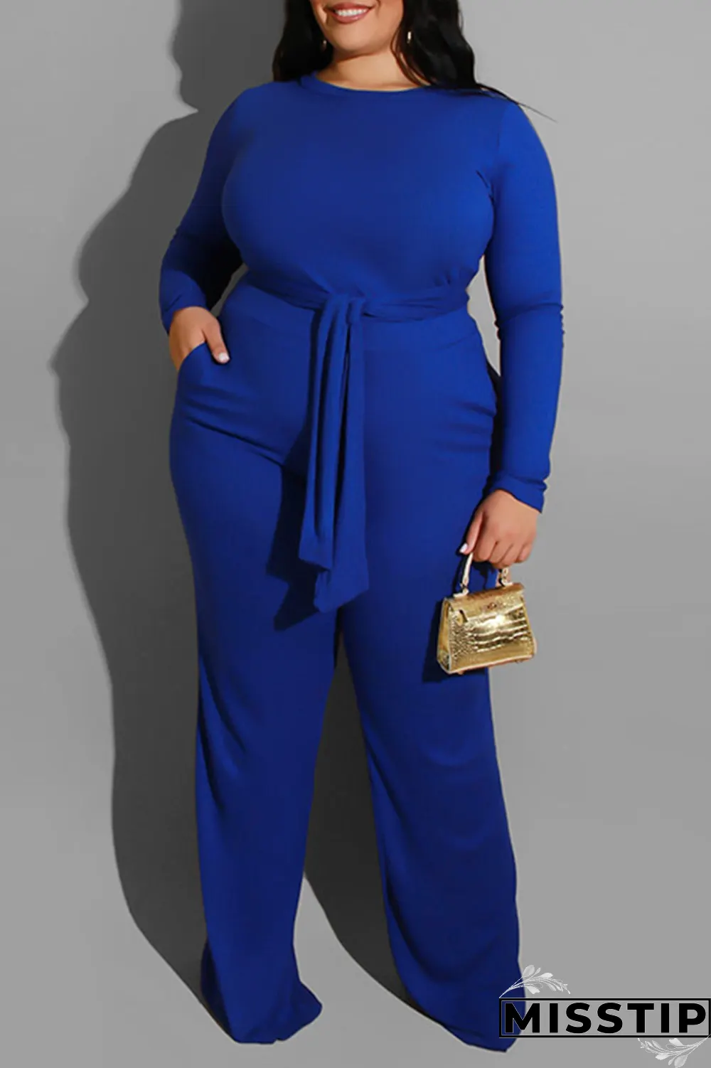 Yellow Casual Solid Patchwork O Neck Plus Size Two Pieces