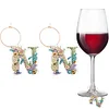 2pcs/set DIY 26 Letters Double Side Diamond Painting Wine Glass Charms Identification Kit