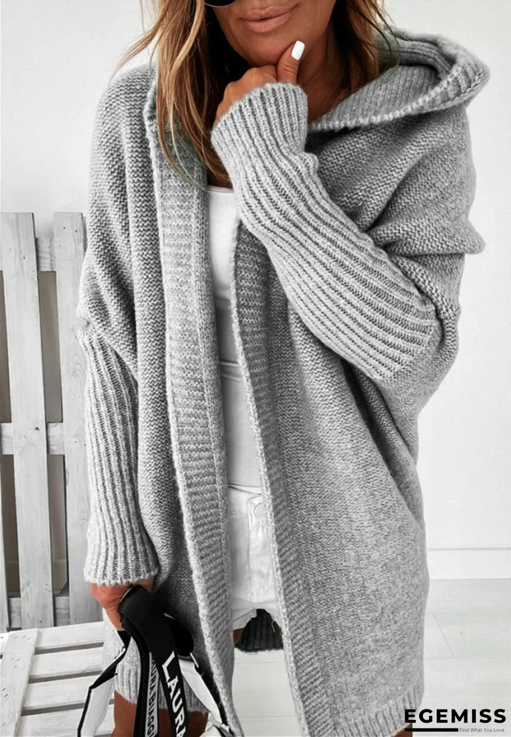 Hooded Bat-shaped Soft Loose Back Stitching Sweater | EGEMISS