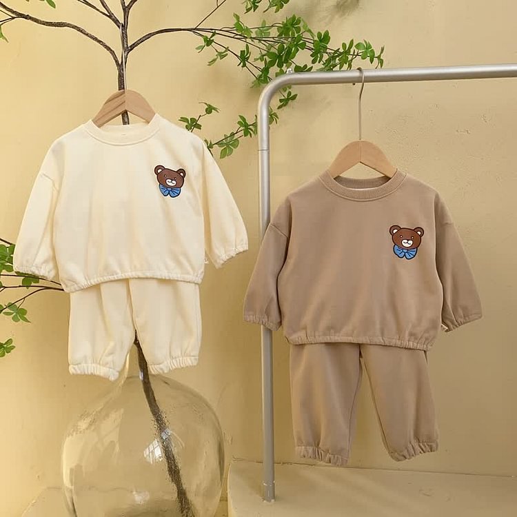 Baby Bow Tie Bear Sweatshirt and Pants Set