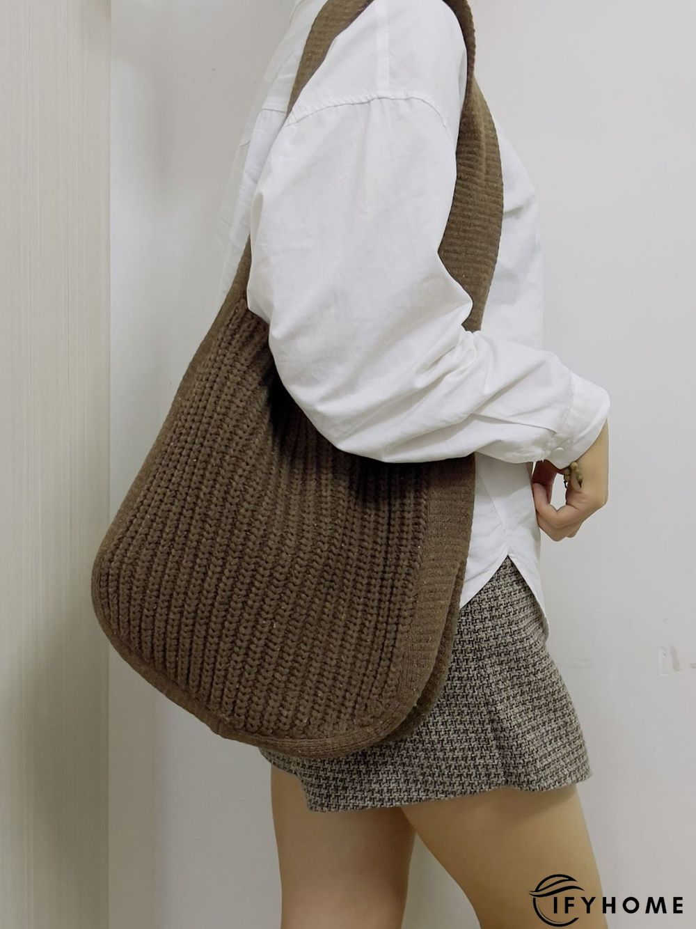 Solid Color Knit Large Capacity Shoulder Bag | IFYHOME
