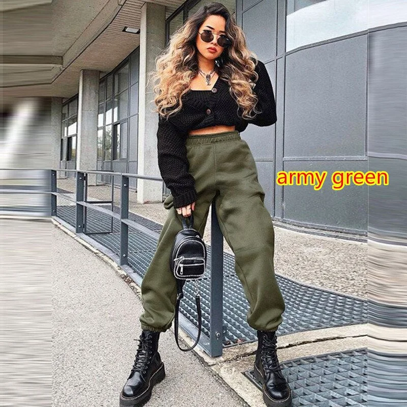Women Casual Sweatpant Fashion Solid Plus Size Comfort Jogger Pants Streetwear Elastic Waist Running Sport Female Baggy Trousers