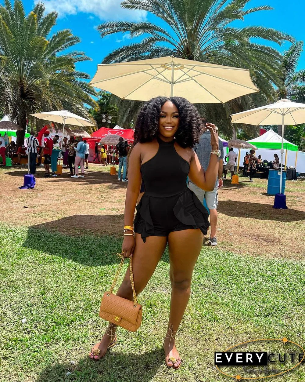 Fashion Sexy Halter Neck Wooden Ear Jumpsuit