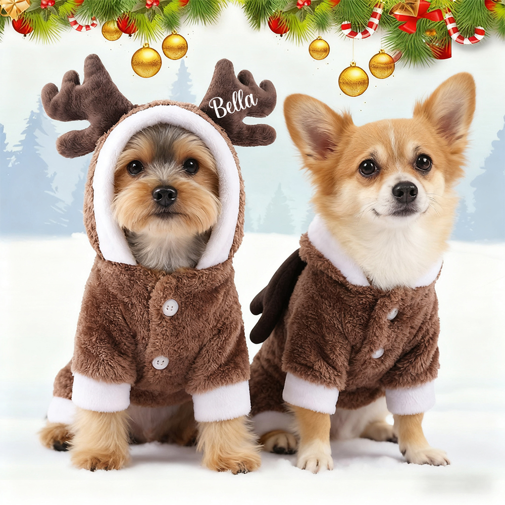 Personalized Pet Christmas Reindeer Warm Clothes Christmas Gift For Dog Owner Pet Holiday Gift For Pet Owner