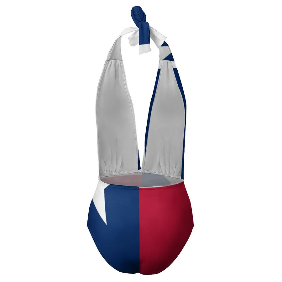 Texas Flag Texan Pride Swimwear Women Halter Plunge V Neck One Piece Swimsuits Sexy Backless Monokini Bathing Suits