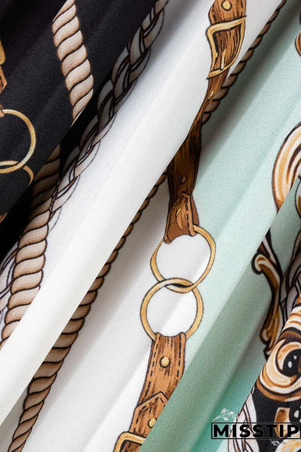 Black Casual Print Patchwork Fold O Neck Straight Dresses