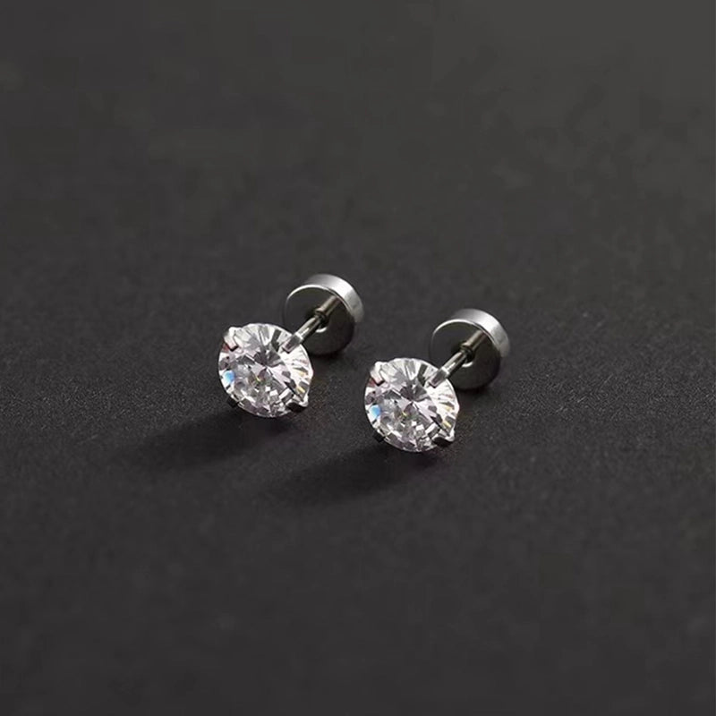 1 Pair Elegant Round Inlay 304 Stainless Steel Zircon 18K Gold Plated Stainless Steel Earrings