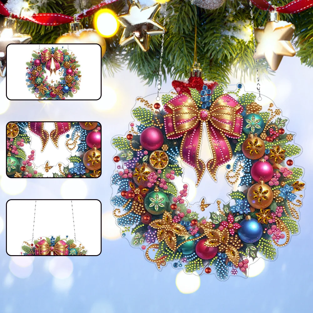 DIY Christmas Acrylic Special Shaped Diamond Art Painting Garland Spot Drill Garland