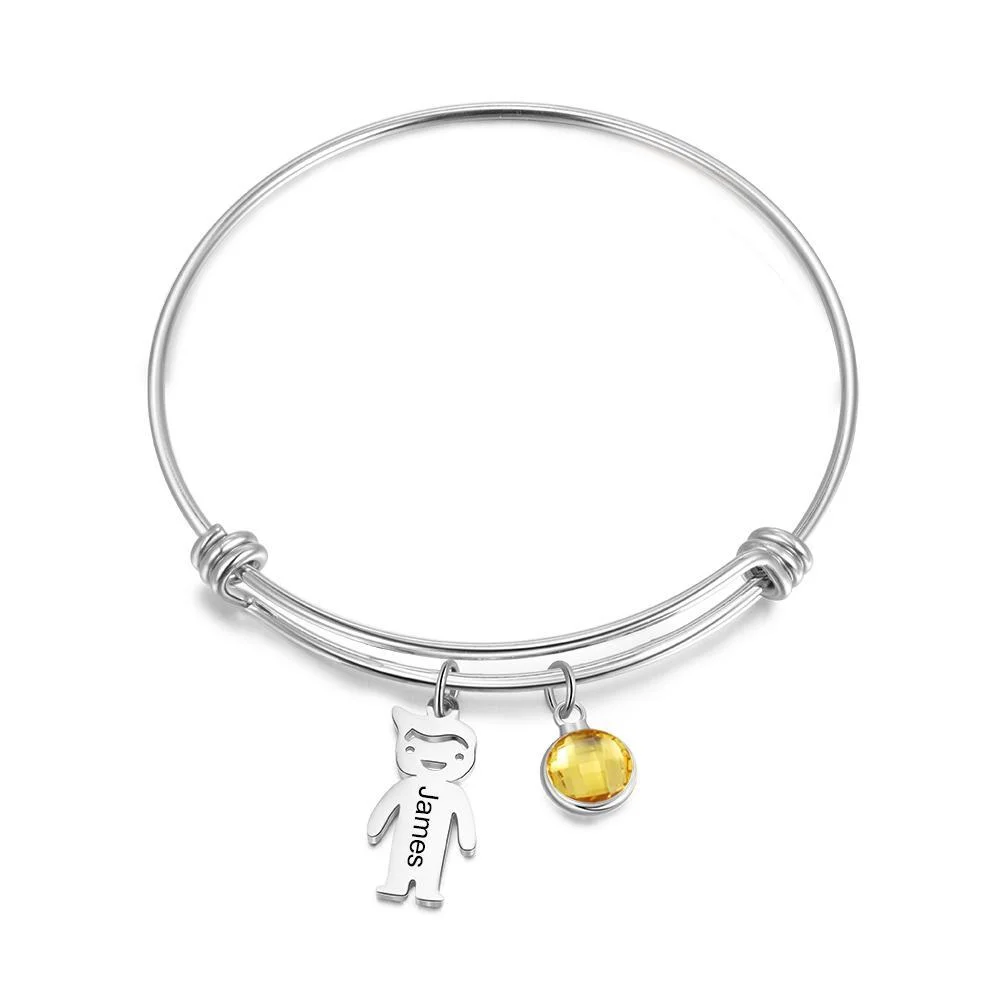 Gravur 1 Name Kinder-Charm Armband mit 1 Geburtsstein c1-n1-b1 Kettenmachen