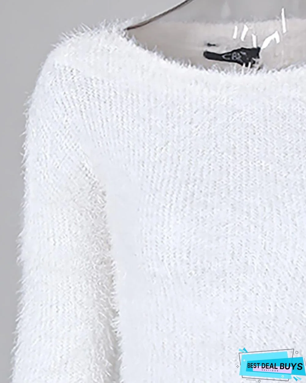 Fluffy Solid Long Sleeve Bodycon Dress