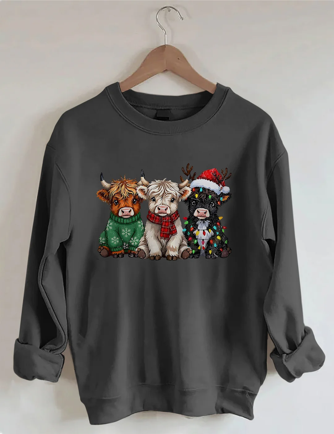 Rustic Highland Cows Christmas Sweatshirt