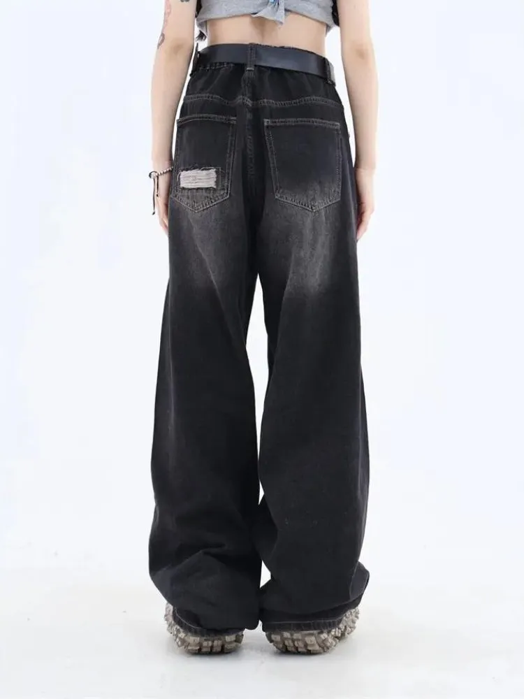 Brownm Dark Wash Distressed Jeans