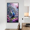 Pfau und Blume - Rundbohrer Diamantmalerei - 40*70cm (große Größe)