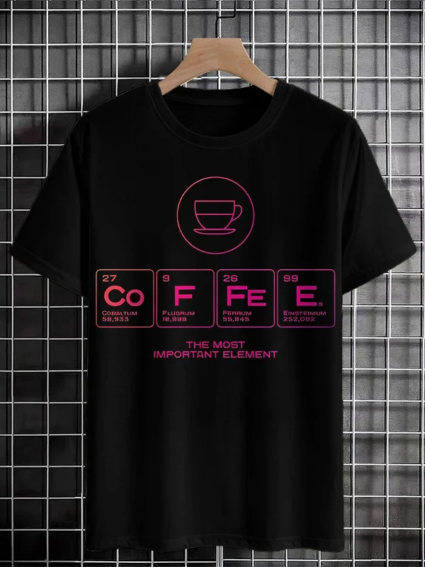 Men's Chemical Characters Coffee The Most Important Element Graphic Print T-Shirt