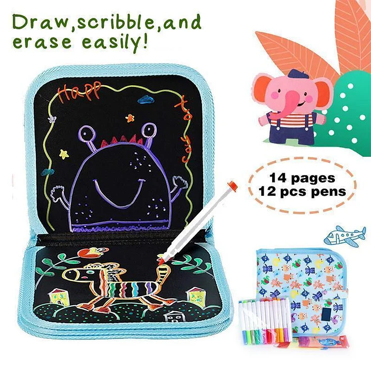 Portable Erasable Doodle Pad Drawing Pad (12 Pens Included) | 168DEAL