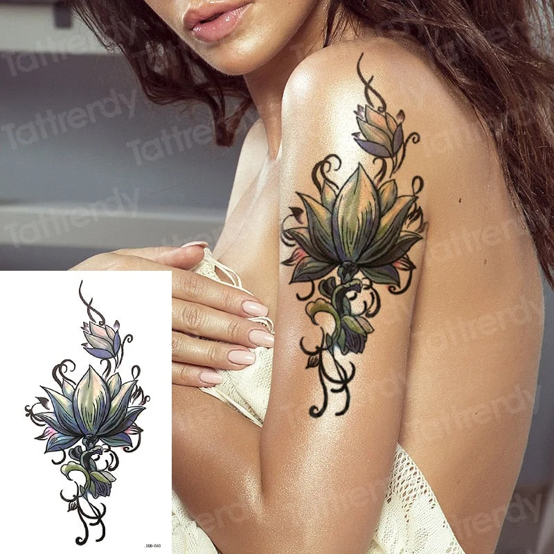 temporary fashion tattoos rose flower leaves sexy girl model tattoos for women temporary tattoo sticker roses body art tatoo
