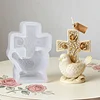 3D Rose Cross & Peace Dove Silicone Candle Moulds Decorative Crafting Tool DIY Handmade Faith Candles Moulds Reusable Sacred Rose Vine Mould for Anniversary/Religious Ceremony
