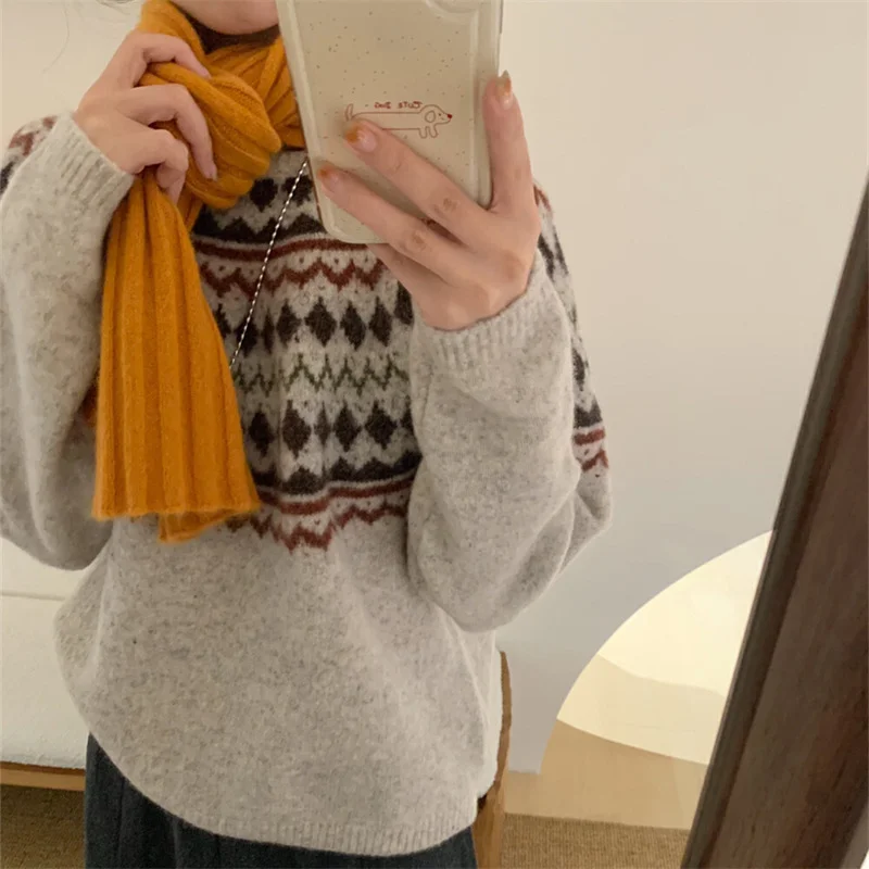 Chicfifth Sweater Women Winter Long Sleeve High Quality Autumn Vintage Top Knitted Cardigan