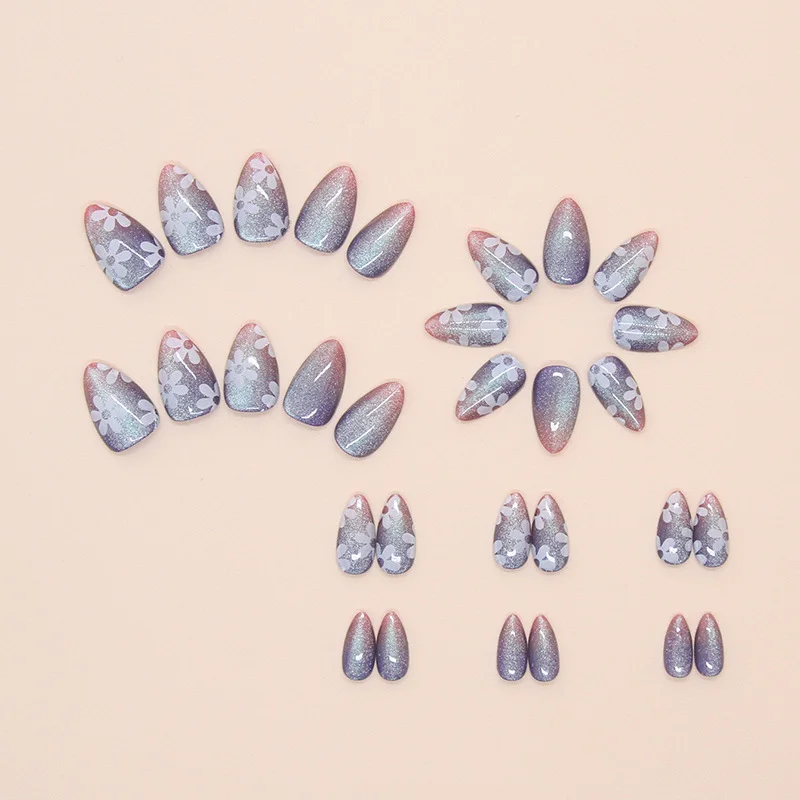 Churchf Churchf Nails Wear A Nail Fake Nail Print Gradient Cat Eye Removable Beauty Nail Piece Simple Nail Patch