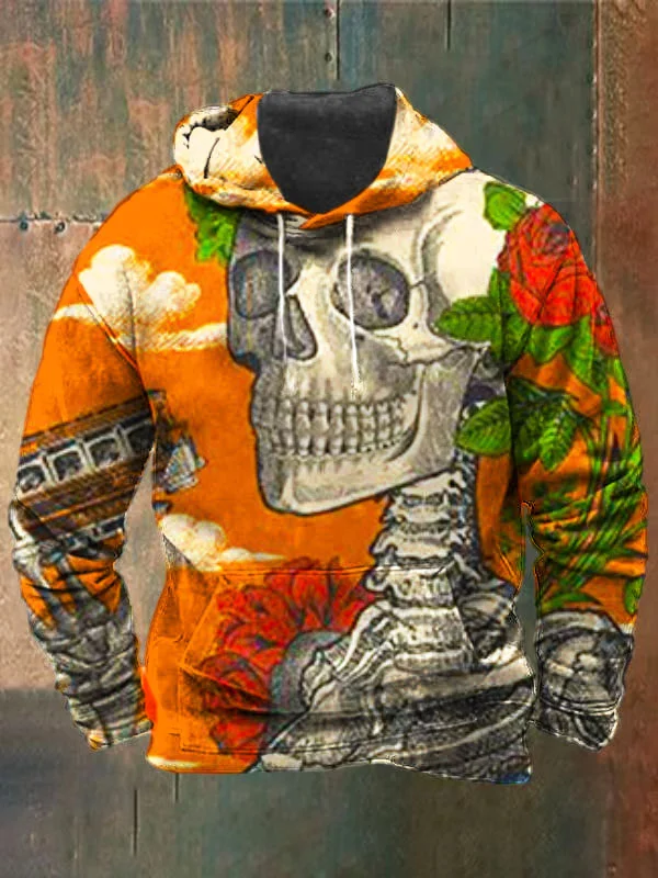 Unisex Skull Print Heavyweight Hoodies