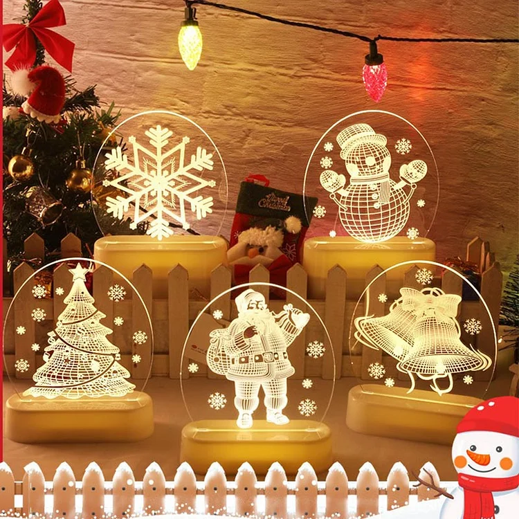 Olivenorma Christmas Theme Santa Tree Snowman Night Light Decoration