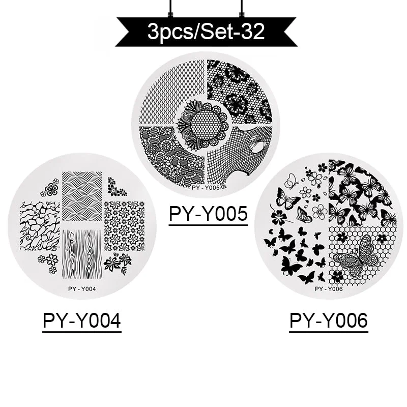 PICT YOU Stamping Plates Kits Striped Line Flowers Stamp Plate Tropical Geometry Lace Halloween Pumpkin Nail  Image Plate-Nail Inspo