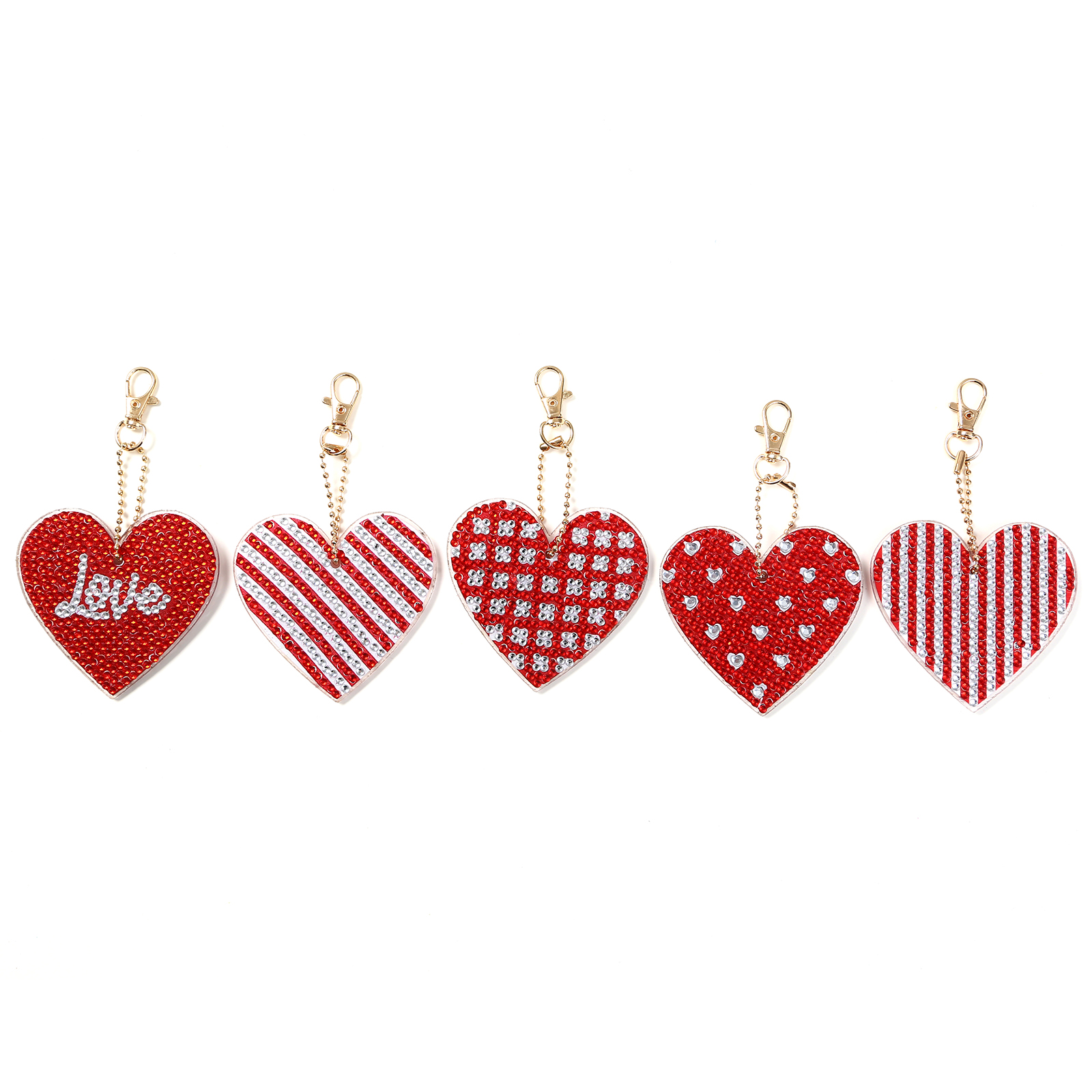 

5pcs Red Heart - 5D DIY Craft Keychain, 501 Original