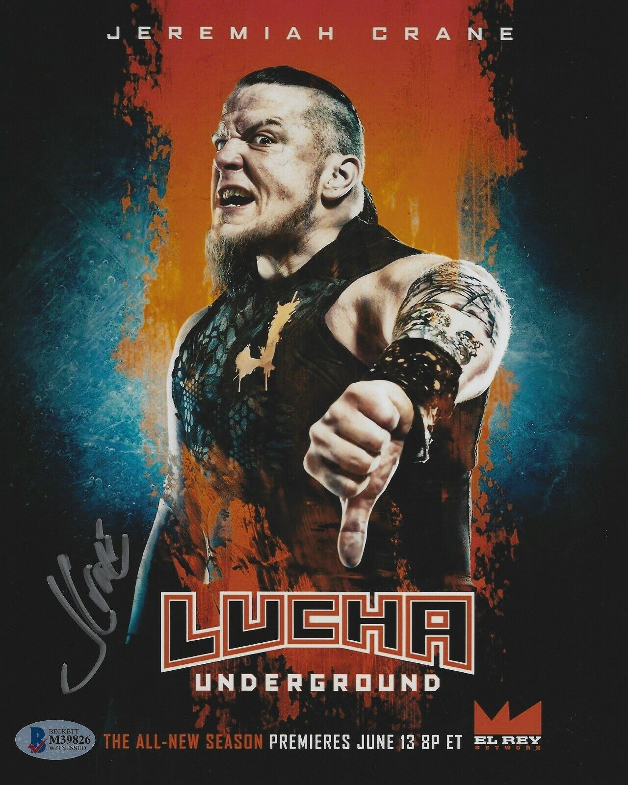 Jeremiah Crane Signed 8x10 Photo Poster painting BAS COA Lucha Underground Sami Callihan WWE NXT