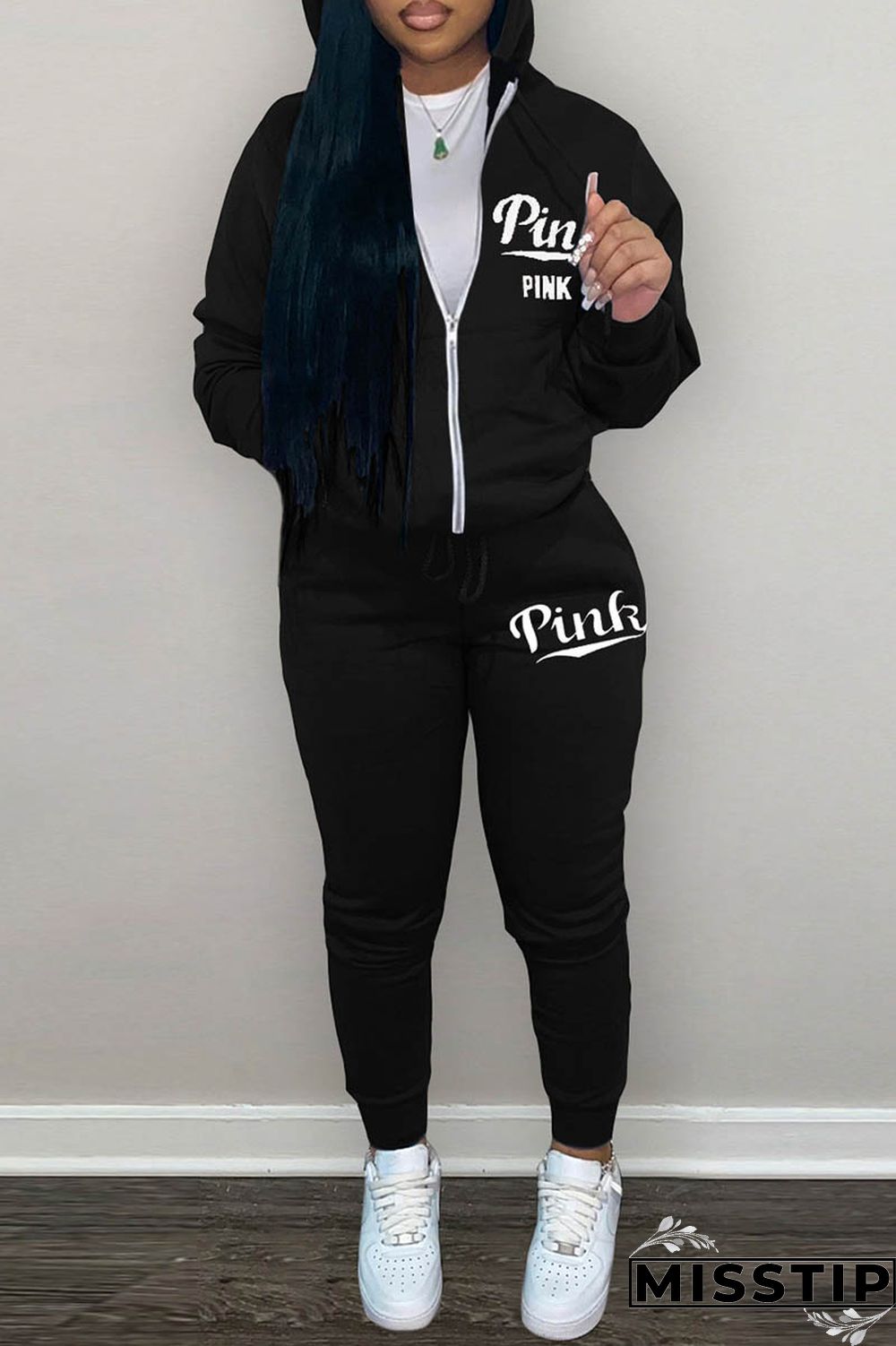 Brown Casual Letter Print Basic Hooded Collar Long Sleeve Two Pieces