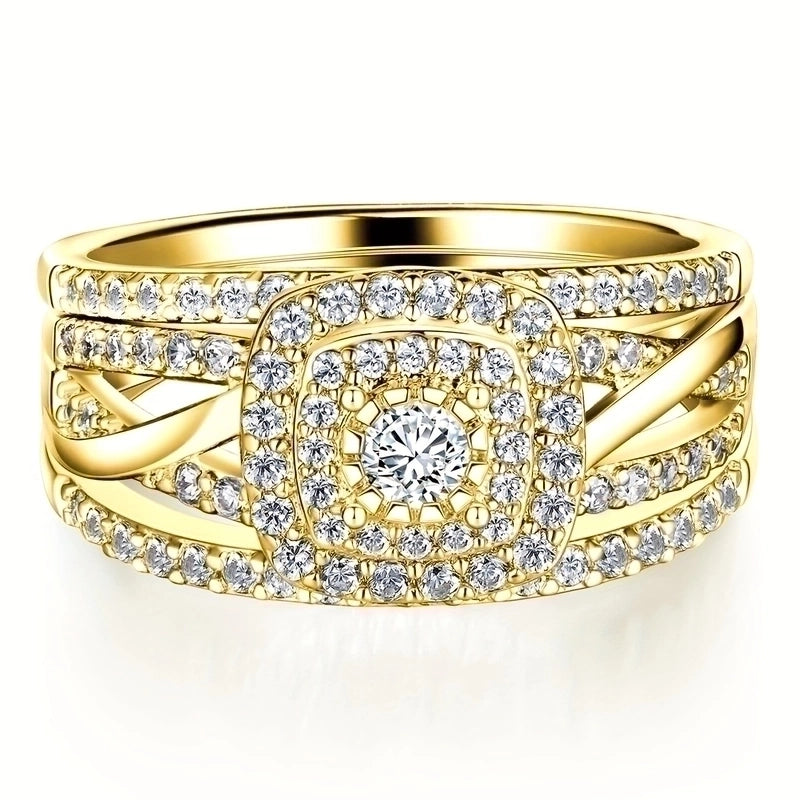 Elegant Square Copper Plating Inlay Zircon White Gold Plated Gold Plated Rings