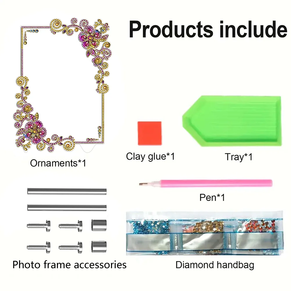 DIY Floral Special Shape Diamond Painting Photo Frame Kits Bedroom Table Decor