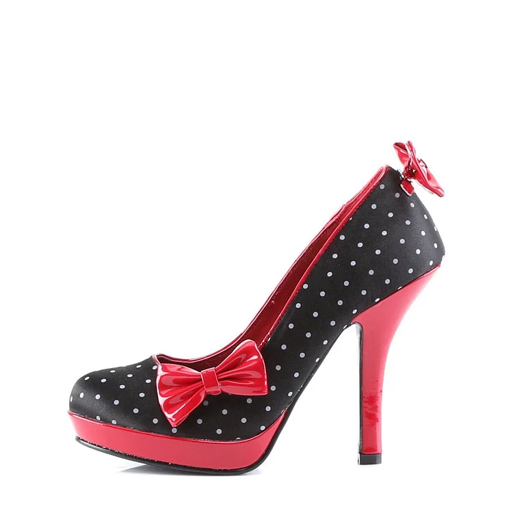 Red Polka Dot Bow Pumps - Stylish Vintage Shoes Vdcoo