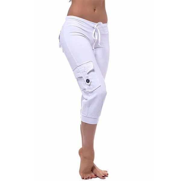 Women Pants 3/4 Joggers  Soft Sweatshirt Fabric, Elasticated Waist, Side pockets, Legs with Ribbed Hems, Sports Trousers