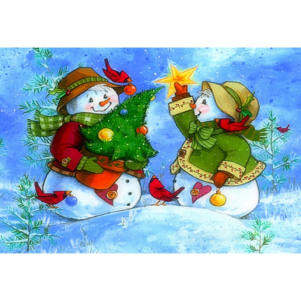 Snowman - Full Round - Diamond Painting(40*30cm)