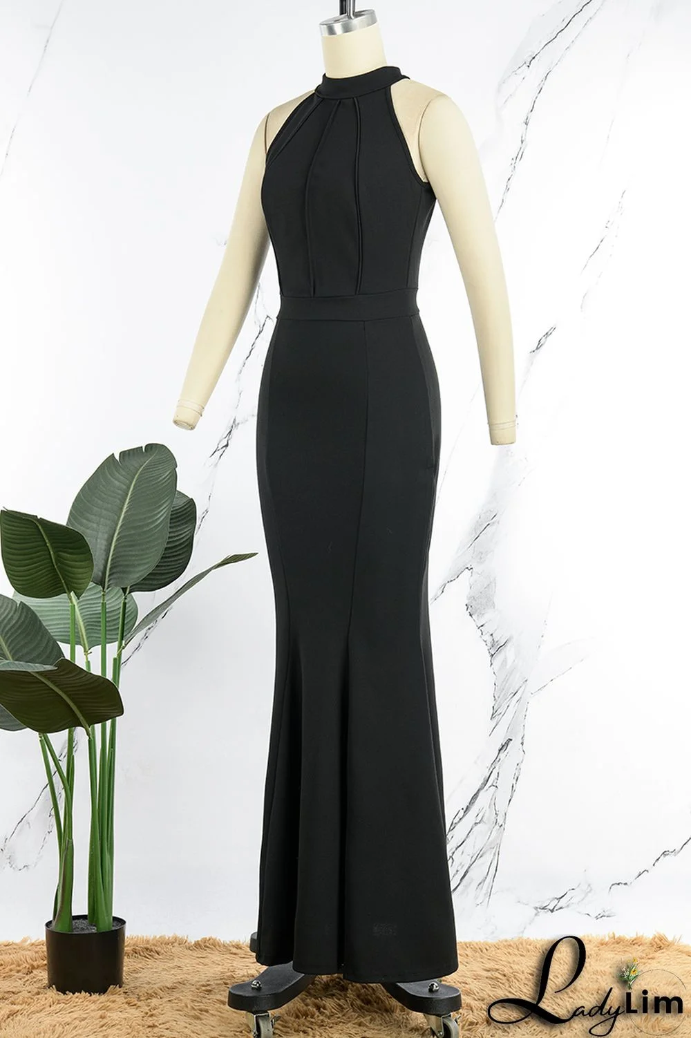 Dark Green Elegant Solid Patchwork Half A Turtleneck Evening Dress Dresses
