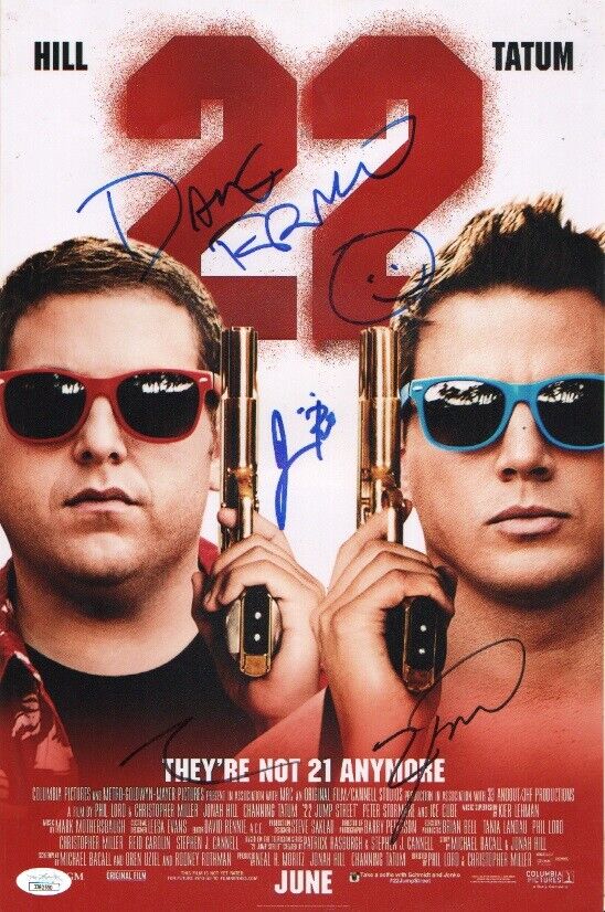 22 JUMP STREET Cast x4 Authentic Hand-Signed Jonah Hill