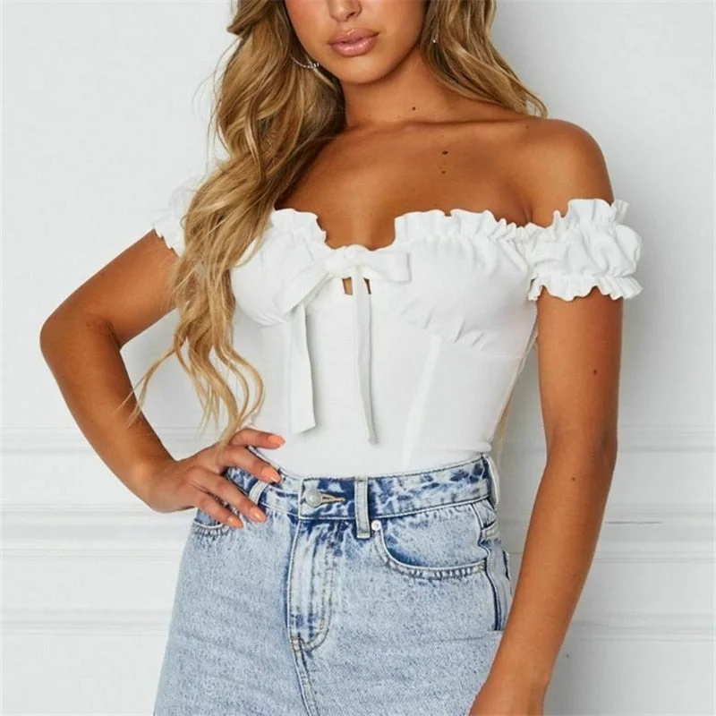 Women Summer Casual Off Shoulder Blouse New Lady Vintage Polka Dot Short Sleeve Shirt Slash Neck Blouses 2019