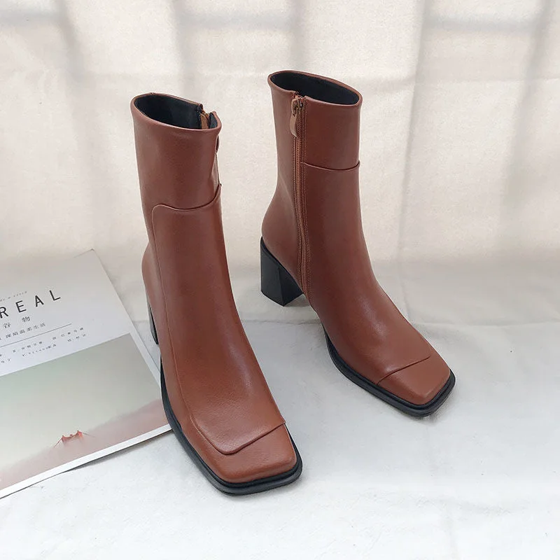 Party Short Boots Retro Black Booties Woman Winter Autumn Western Boots Women 2021 Fashion Ankle Cowboy Boots White Shoes Woman