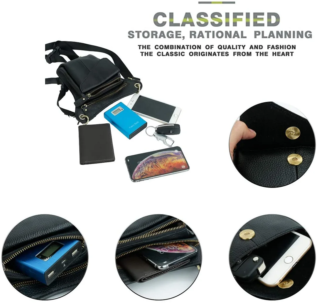 Genuine Leather Men's Drop Leg Pouch Tools Bags Tactical Leg Bag Purse Fanny Pack Thigh Bags Bike Cycling Hip Bag Waist Pack