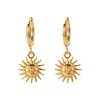 Stylish Sun Pendant 18K Golden Earrings